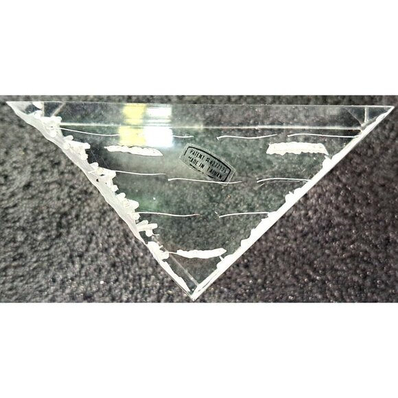 Triangle Shaped Paperweight Etched Lighthouse Sailing Ships Seagulls - Picture 5 of 6